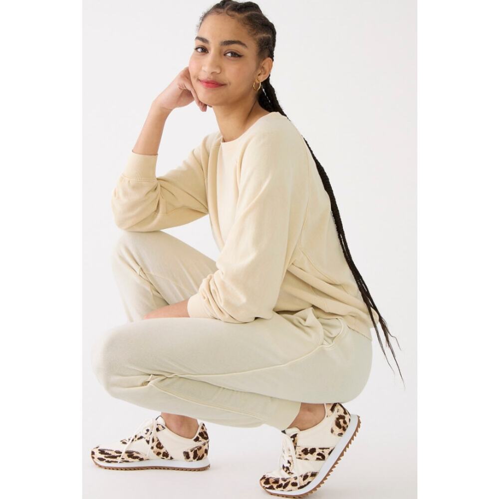 J.Crew Magic Rinse Relaxed Crewneck Sweatshirt in Natural BK325 Size L NWT